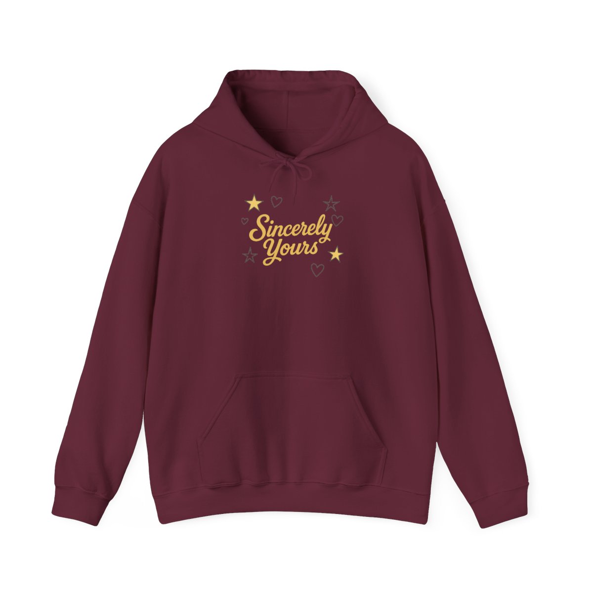 Sincerely Yours Hoodie with Stars and Hearts Design - alternate angle 3, merchandise