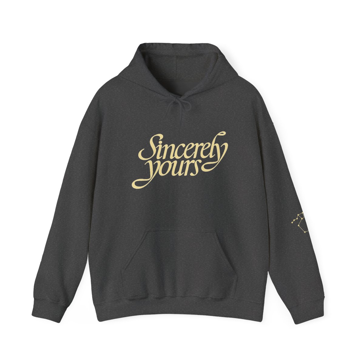 Constellation-print pale blue hoodie with "Sincerely Yours" text and front pocket - alternate angle 2, merchandise